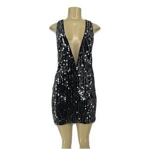 REVOLVE NBD Size Small Women Sequins Bexley Dress Mini V-neck Party Y101v